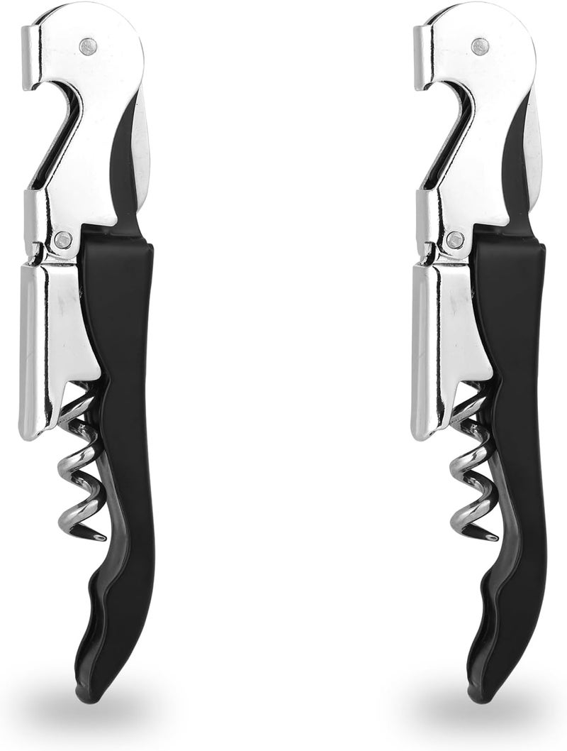 TYLbeang 2 PCS Waiter Corkscrew Wine Opener,Upgraded Heavy Duty Wine Keys,Stainless Steel Double Hinged Wine Key for Serves,Bartenders(Black) - Image 1